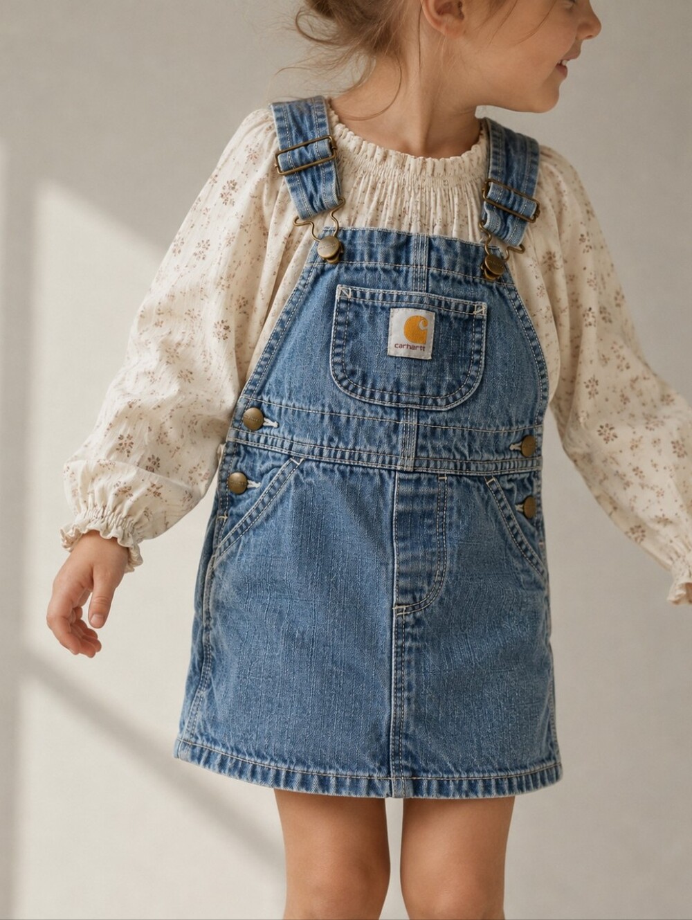 Carhartt Toddler Girls Blue Denim Overall Jumper Dress Size 2T